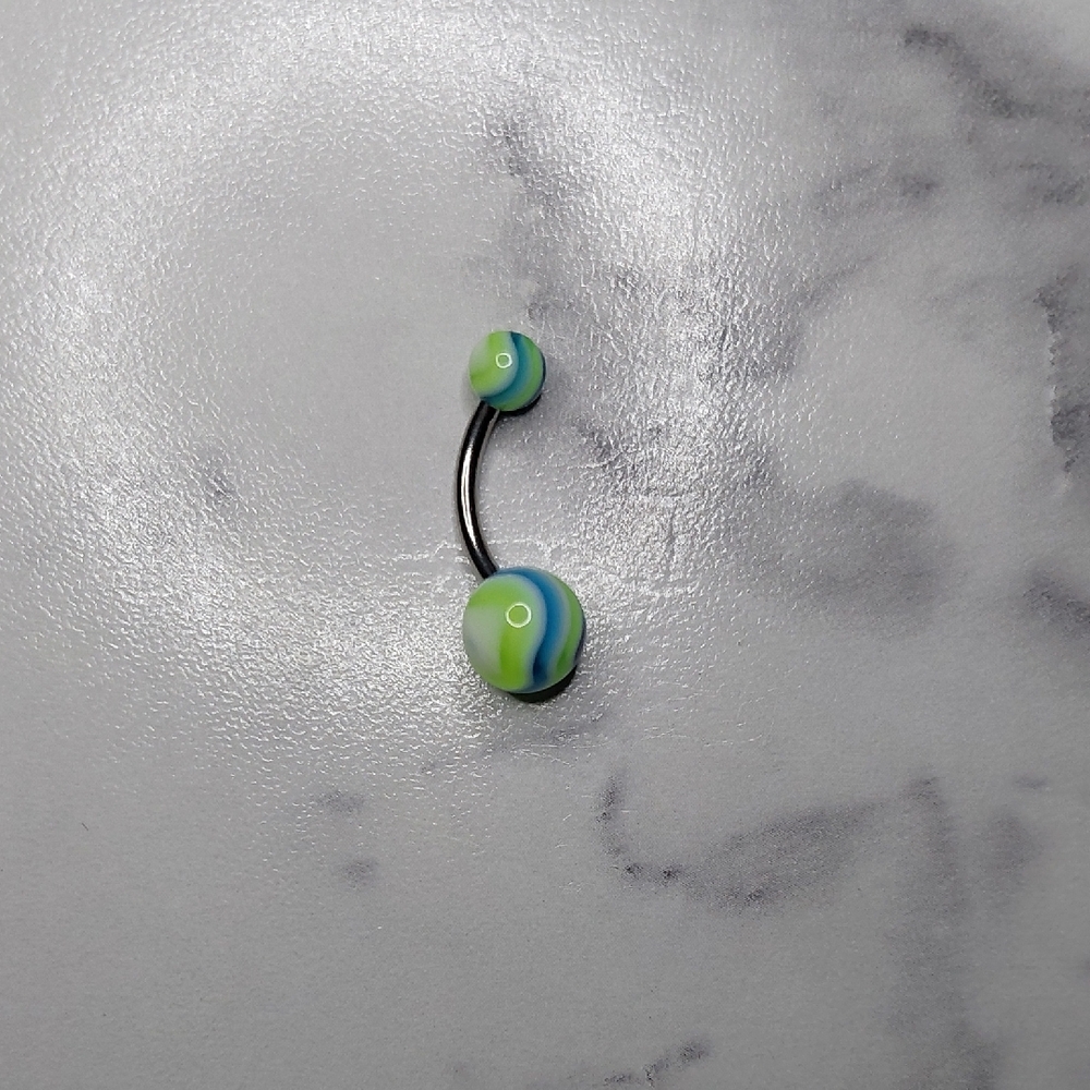 NWOT green And Blue Striped Belly Button Jewelry